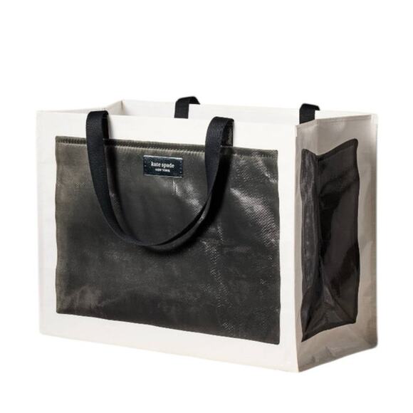 Kate Spade New York x Target Black White Large Sturdy Tote Bag Shopping Bag - Picture 1 of 4